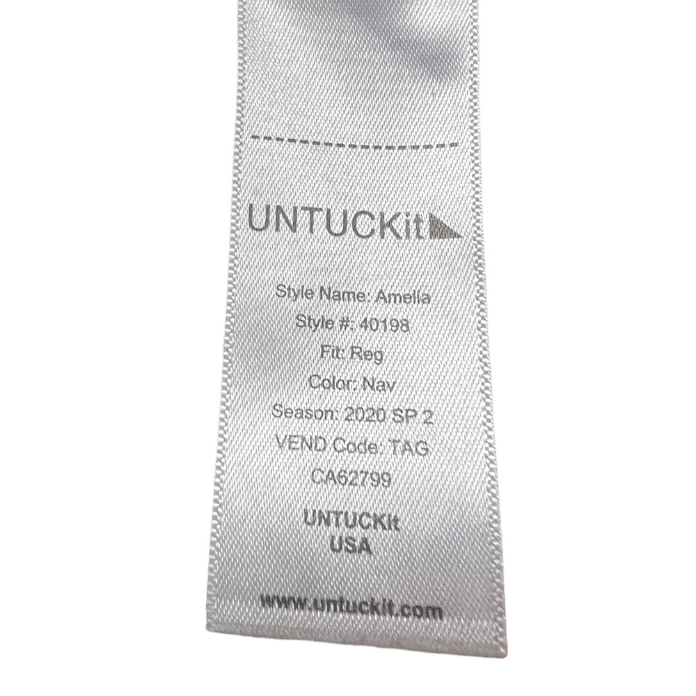 UNTUCKit brand womens shirt dress in navy blue button up and tie waist size 8 - Picture 7 of 8